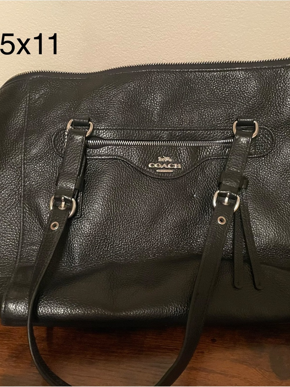Coach Black Pebbled Leather Shoulder Bag with Silver Hardware